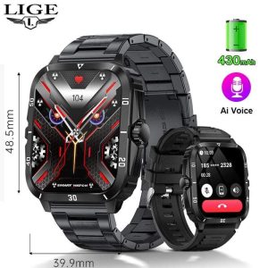 LIGE BW0696 Original Smart Watch Men Full Touch Screen 430 MAh Battery 3ATM Waterproof Bluetooth Call Multi-function Fitness Tracker.