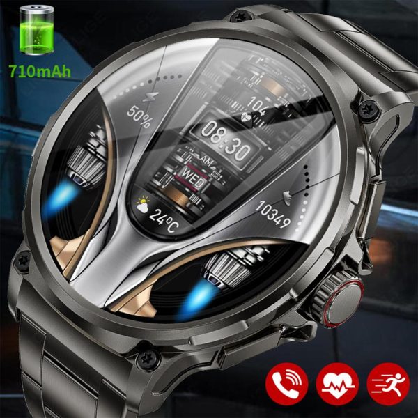 LIGE New 710mAh Large Capacity Battery Smart Watch Men Outdoor Sports Health Tracking Waterproof Smart Bracelet Bluetooth Call Rugged Smart Watch 2025 Gift