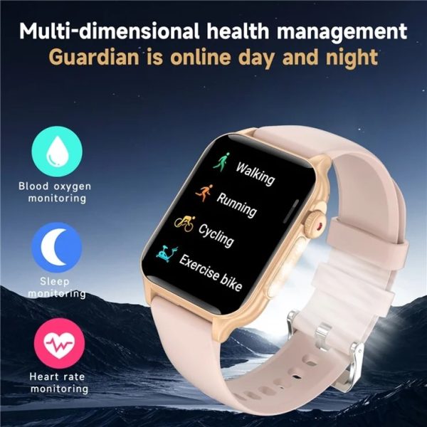 LIGE New Bluetooth call heart rate blood oxygen 8 kinds of light effect weather music multi-function multi-sport smart watch Golden