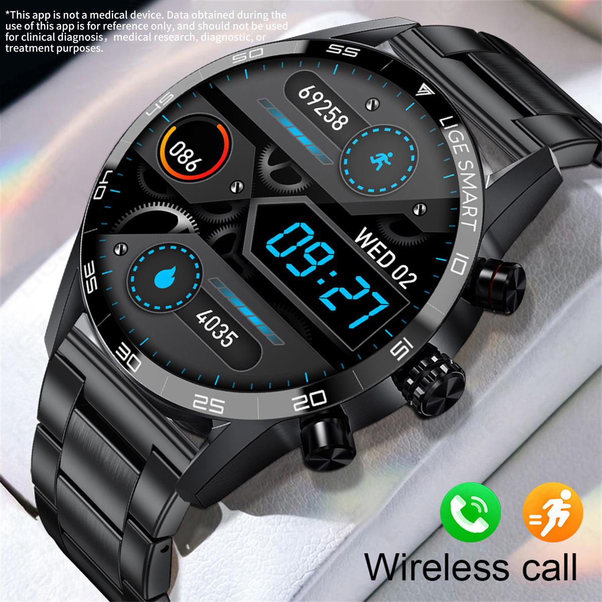 2025 LIGE BW0408 Original AMOLED HD Bluetooth Call Smart watch
