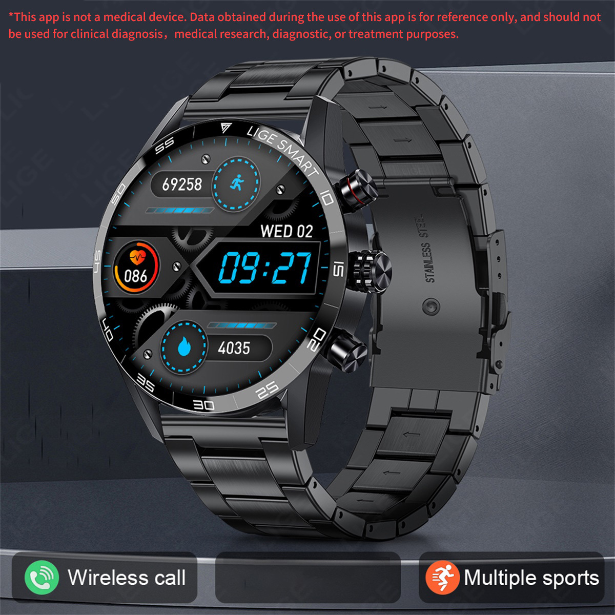 2025 LIGE BW0408 Original AMOLED HD Bluetooth Call Smart watch
