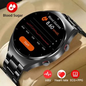 New Noninvasive Blood Gloucose ECG+PPG Men Heart Rate Blood Oxygen Health Waterproof Sport Smartwatch